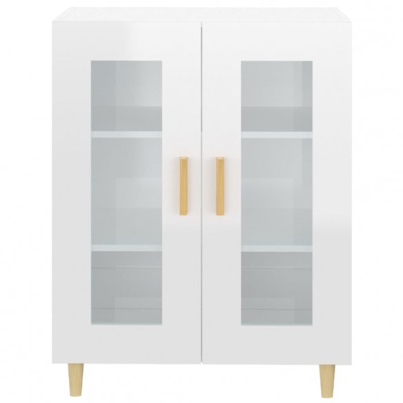 Buffet Blanc brillant 69,5x34x90 cm Bois d'ingénierie