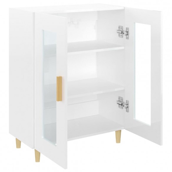 Buffet Blanc brillant 69,5x34x90 cm Bois d'ingénierie