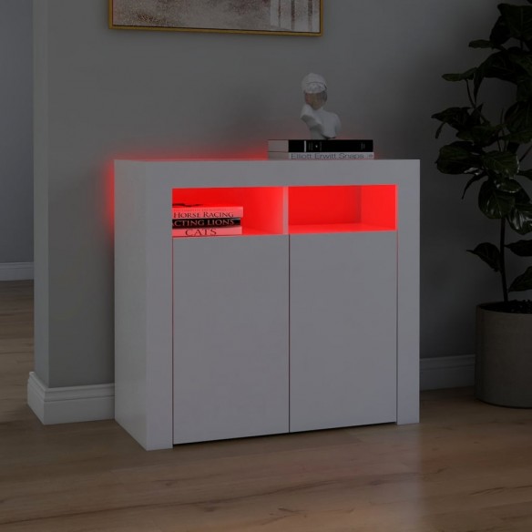 Buffet avec lumières LED Blanc 80x35x75 cm