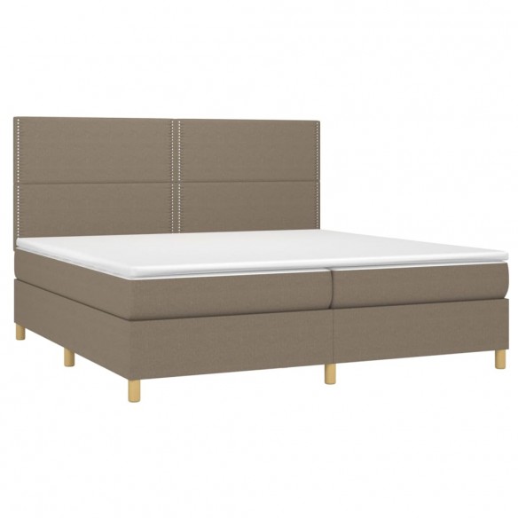 Cadre de lit et matelas et LED Taupe 200x200cm Tissu