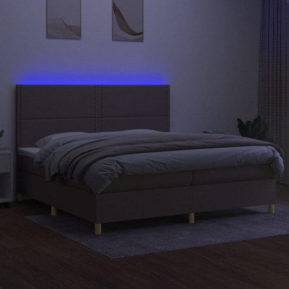 Cadre de lit et matelas et LED Taupe 200x200cm Tissu