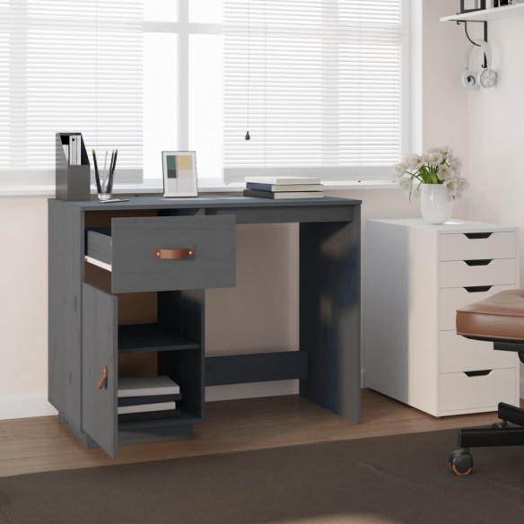 Bureau Gris 95x50x75 cm Bois massif de pin