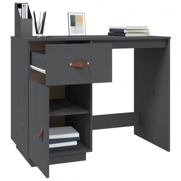 Bureau Gris 95x50x75 cm Bois massif de pin