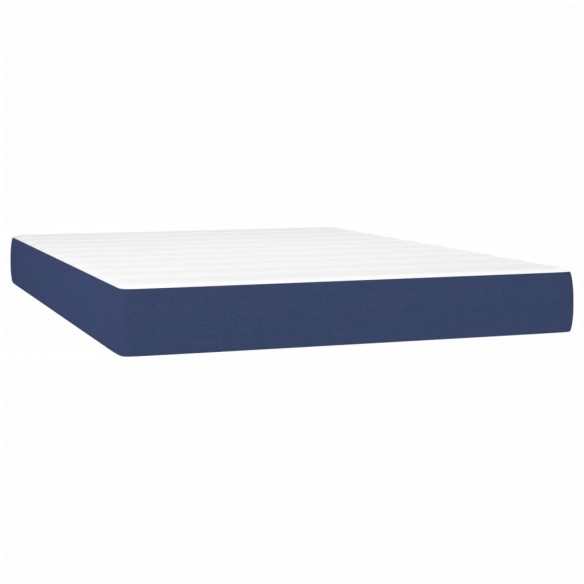 Cadre de lit avec matelas Bleu 140x190 cm Tissu