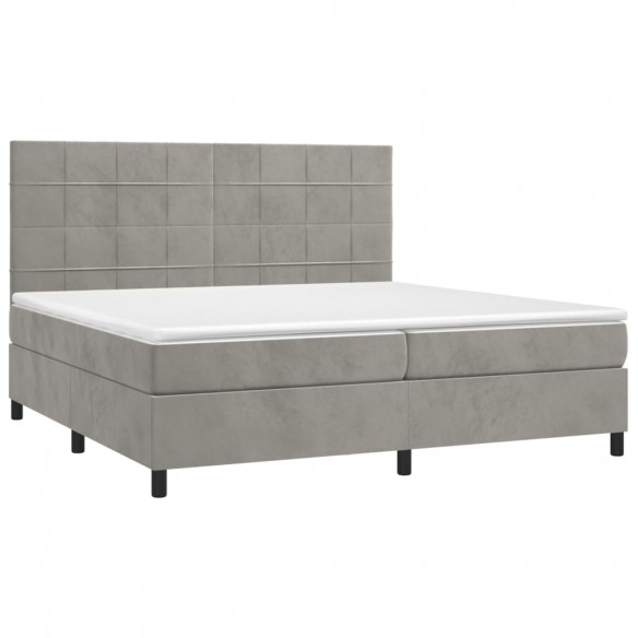 Cadre de lit et matelas Gris clair 200x200cm Velours