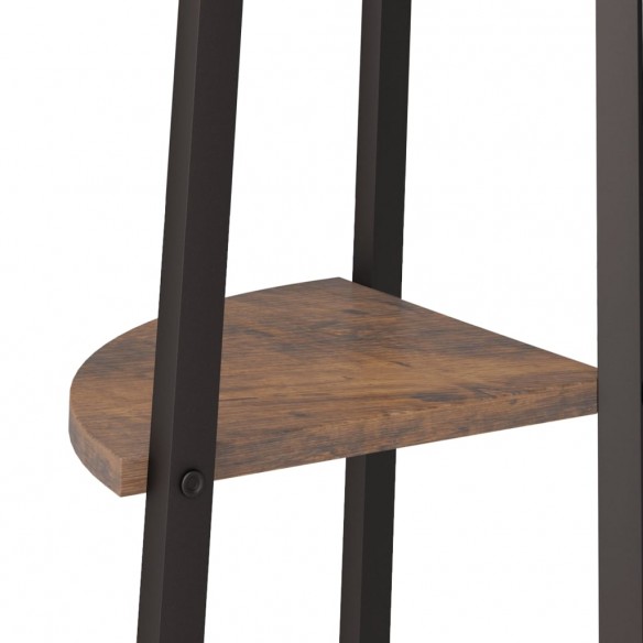 Étagère d'angle 3 niveaux Marron foncé et noir 45,5x31,5x120 cm