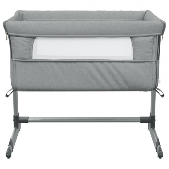 Lit pour bébé avec matelas Gris clair Tissu de lin