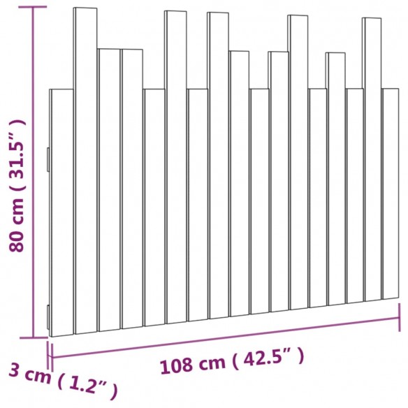 Tête de lit murale Gris 108x3x80 cm Bois massif de pin