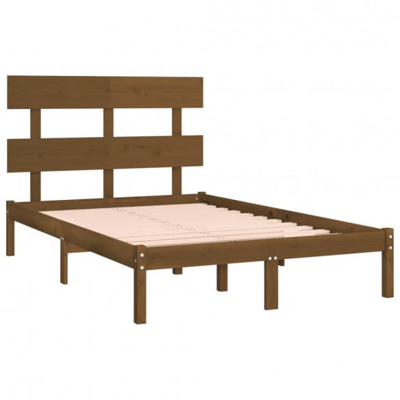 Cadre de lit Marron miel Bois massif 120x190 cm Petit Double