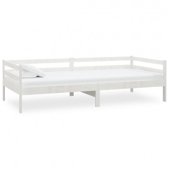 Lit Blanc Bois de pin massif 90x200 cm