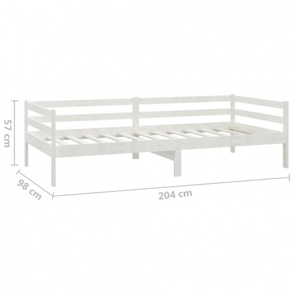 Lit Blanc Bois de pin massif 90x200 cm