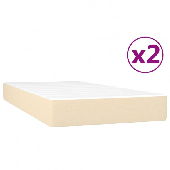 Cadre de lit avec matelas Crème 200x200 cm Tissu