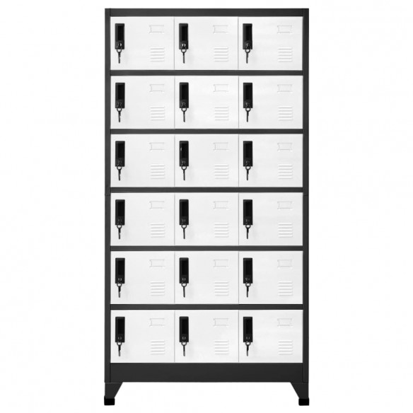 Armoire à casiers Anthracite et blanc 90x40x180 cm Acier