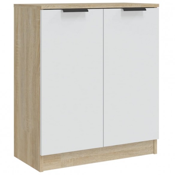 Buffet Blanc et chêne sonoma 60x30x70 cm Bois d'ingénierie