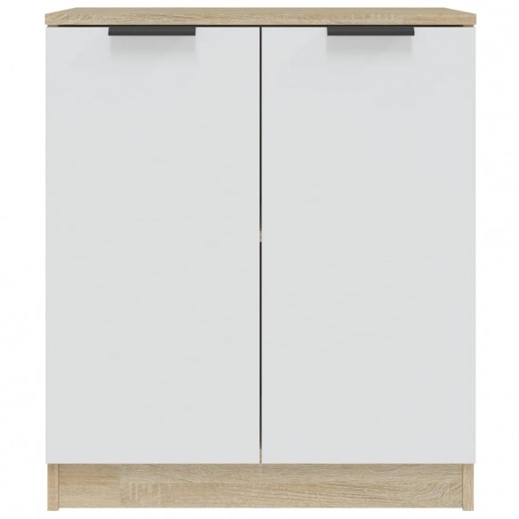 Buffet Blanc et chêne sonoma 60x30x70 cm Bois d'ingénierie