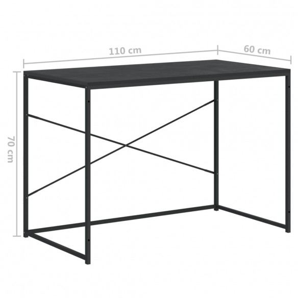 Bureau d'ordinateur Noir 110x60x70 cm Aggloméré