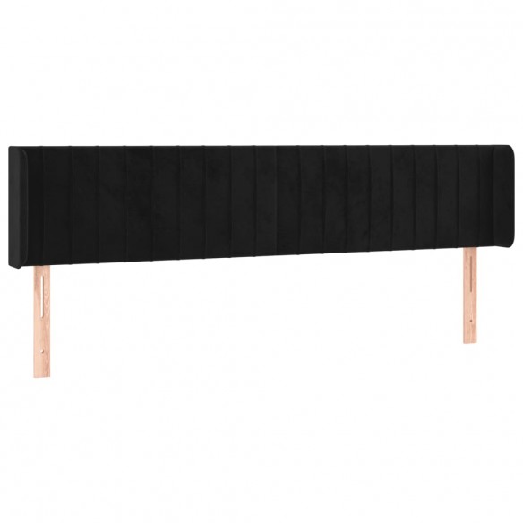 Tête de lit avec oreilles Noir 203x16x78/88 cm Velours