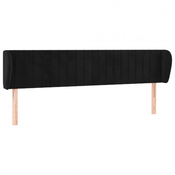 Tête de lit avec oreilles Noir 203x23x78/88 cm Velours