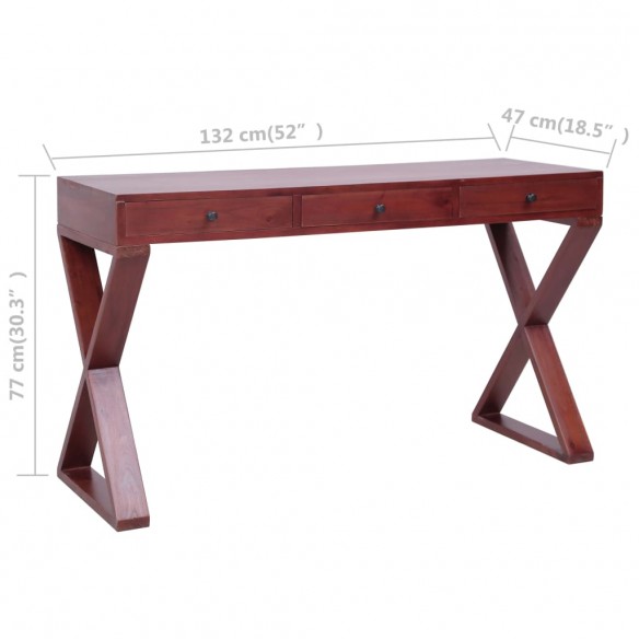 Bureau d'ordinateur Marron 132x47x77 cm Bois d'acajou massif