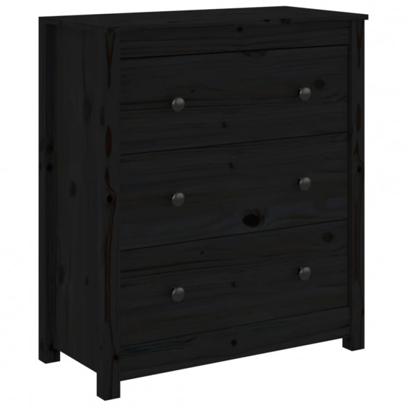 Buffet Noir 70x35x80 cm Bois massif de pin