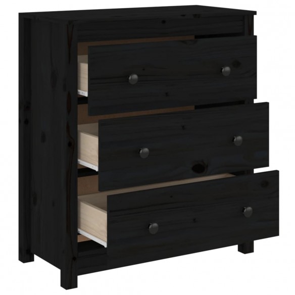 Buffet Noir 70x35x80 cm Bois massif de pin