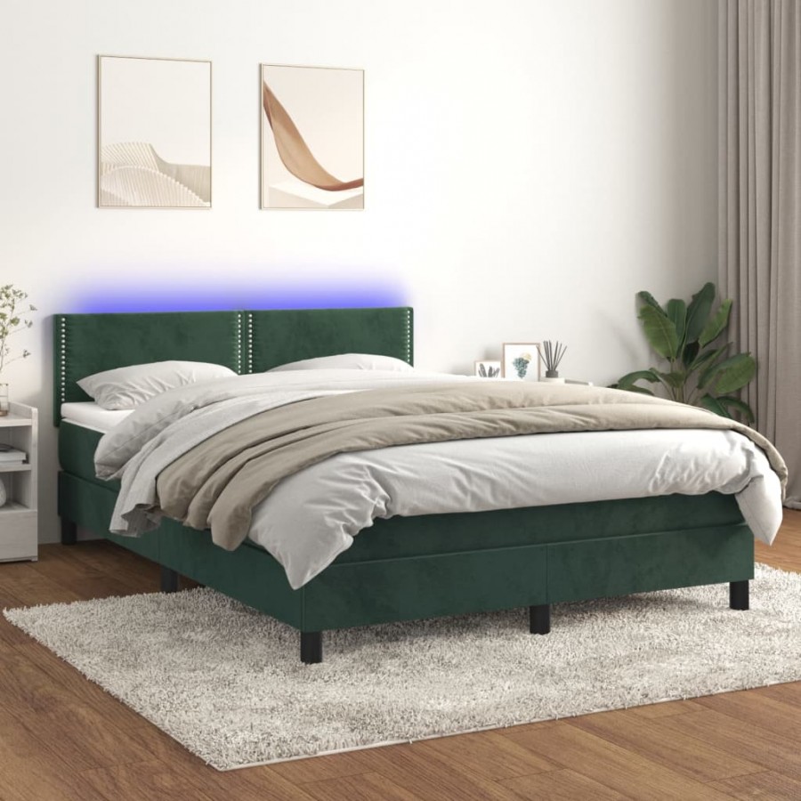 Cadre de lit avec matelas LED Vert foncé 140x200 cm