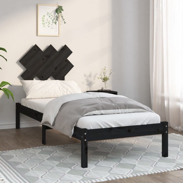 Cadre de lit Noir 75x190 cm Petit simple Bois massif