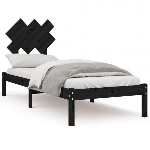 Cadre de lit Noir 75x190 cm Petit simple Bois massif