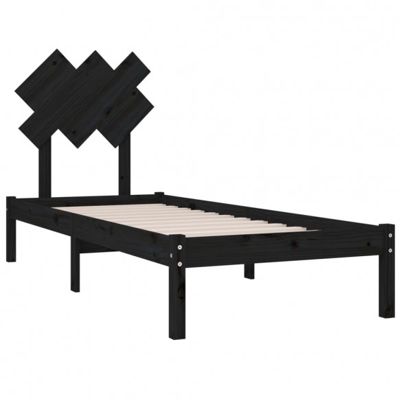 Cadre de lit Noir 75x190 cm Petit simple Bois massif