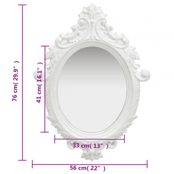 Miroir mural style château 56x76 cm Blanc