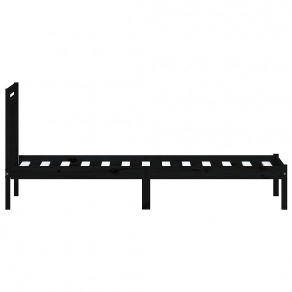 Cadre de lit Noir Bois massif 75x190 cm Petit simple