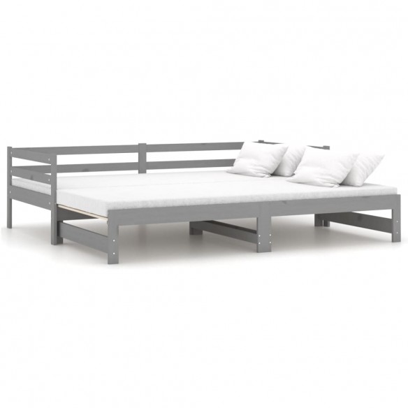 Lit coulissant Gris Bois de pin massif 2x(90x200) cm