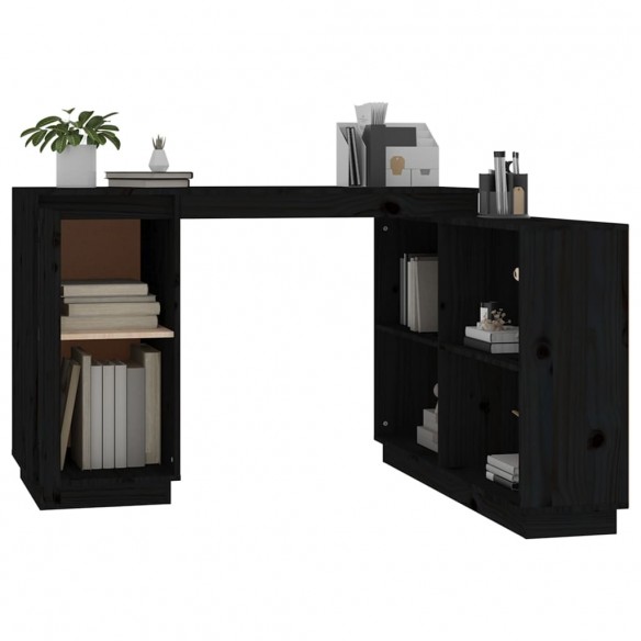 Bureau Noir 110x50x75 cm Bois massif de pin