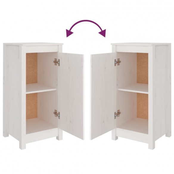 Buffets 2 pcs Blanc 40x35x80 cm Bois massif de pin