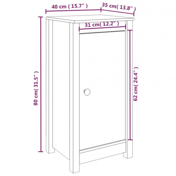 Buffets 2 pcs Blanc 40x35x80 cm Bois massif de pin