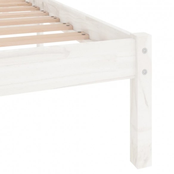 Cadre de lit Blanc Bois massif 135x190 cm Double