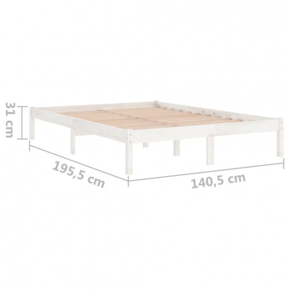 Cadre de lit Blanc Bois massif 135x190 cm Double