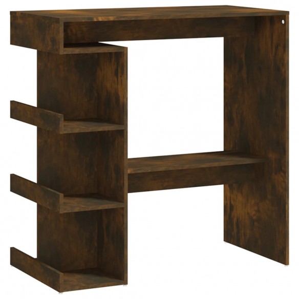 Table de bar et étagère de rangement Chêne fumé 100x50x101,5 cm