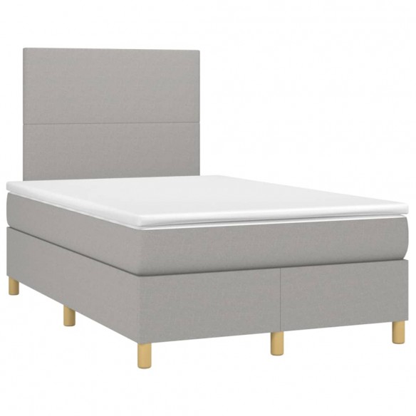 Cadre de lit avec matelas Gris clair 120x200cm Tissu