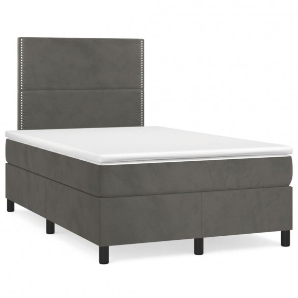 Cadre de lit et matelas Gris foncé 120x200cm Velours