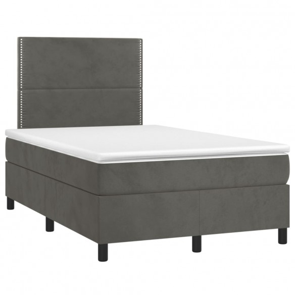 Cadre de lit et matelas Gris foncé 120x200cm Velours