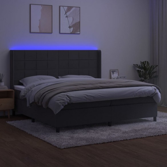 Cadre de lit matelas et LED Gris foncé 200x200 cm