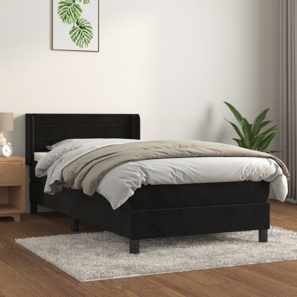 Cadre de lit avec matelas Noir 90x190 cm Velours