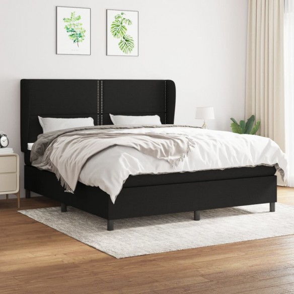 Cadre de lit avec matelas Noir 180x200 cm Tissu