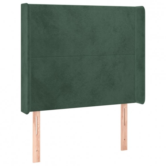 Tête de lit avec oreilles Vert foncé 103x16x118/128 cm Velours