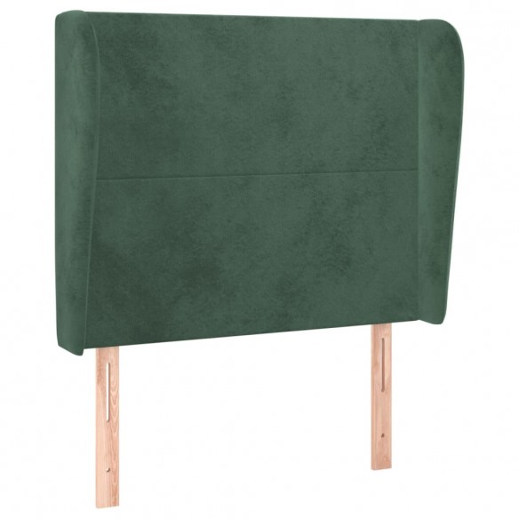 Tête de lit avec oreilles Vert foncé 103x23x118/128 cm Velours