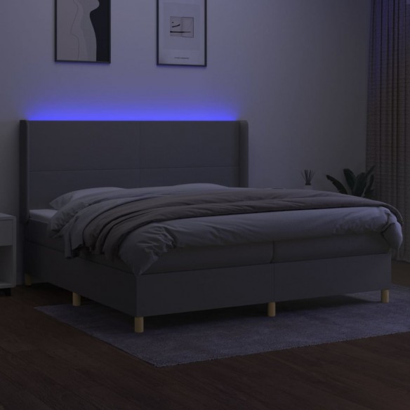 Cadre de lit matelas LED Gris clair 200x200 cm Tissu