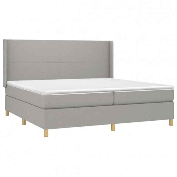 Cadre de lit matelas LED Gris clair 200x200 cm Tissu