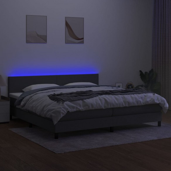 Cadre de lit et matelas et LED Gris foncé 200x200 cm