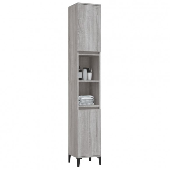 Armoire de bain sonoma gris 30x30x190 cm bois d'ingénierie